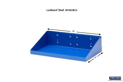 Image showing  12 in. W x 6 in. D Blue Epoxy Coated Steel Shelf for LocBoard