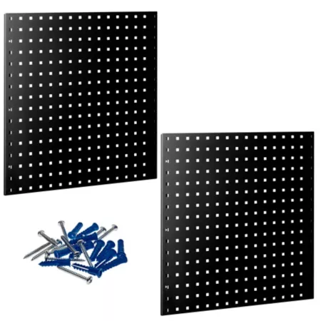 Triton Products (2) 24" W x 24" H Black Epoxy Coated 18 Gauge Steel Square Hole Pegboards and Mounting Hardware LB1-BK Pegboards