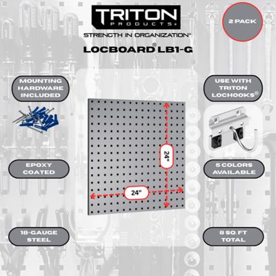 Image showing  24 in. W x 24 in. H Gray Epoxy Coated 18 ga. Steel Square Hole Pegboards & Mounting Hardware