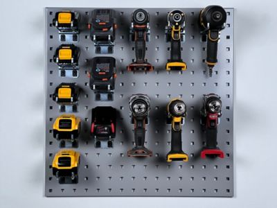 Image showing  24 in. W x 24 in. H Gray Epoxy Coated 18 ga. Steel Square Hole Pegboards & Mounting Hardware