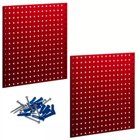 Triton Products (2) 24" W x 24" H Red Epoxy Coated 18 Gauge Steel Square Hole Pegboards and Mounting Hardware LB1-R Pegboards