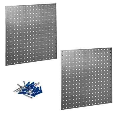 Triton Products (2) 24 in. W x 24 in. H 304 Stainless Steel 18-Gauge Steel Square Hole Pegboards & Mounting Hardware