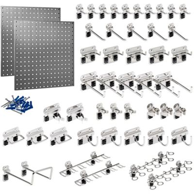 Triton Products (2) 24 x 24 in. Stainless Steel Square Hole Pegboards with 46 pc. Stainless LocHook Assortment, LB1-S Kit