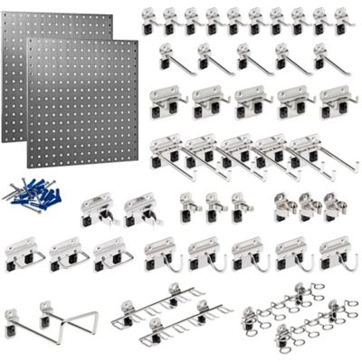 Triton Products 24 x 24 in. Stainless Steel Square Hole Pegboards with 46 pc. Stainless LocHook Assortment, 2 pc.