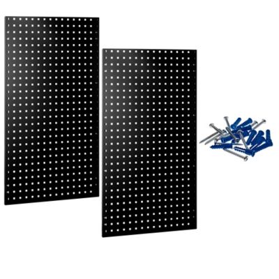 Triton Products (2) 24 in. W x 42-1/2 in. H Black Epoxy Coated 18-Gauge Steel Square Hole Pegboards & Mounting Hardware, LB2-BK