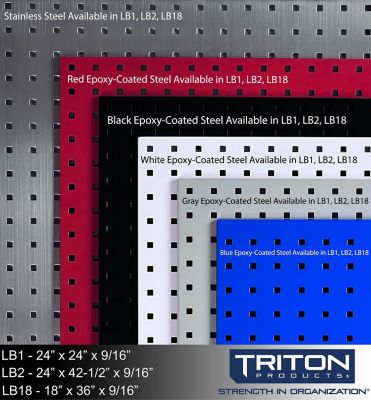 Image showing  (2) 24 in. W x 42-1/2 in. H Black Epoxy Coated 18-Gauge Steel Square Hole Pegboards & Mounting Hardware, LB2-BK
