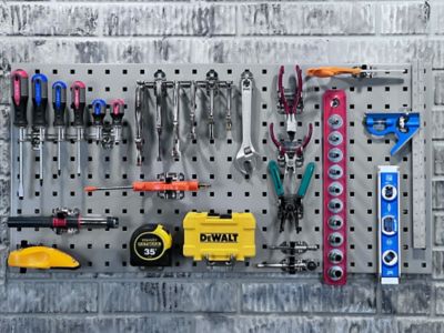 Image showing  (2) 24 in. W x 42-1/2 in. H Gray Epoxy Coated 18-Gauge Steel Square Hole Pegboards & Mounting Hardware, LB2-G