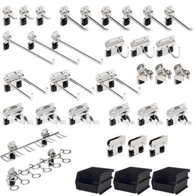 Triton Products 35 pc. Stainless Steel Hook & Bin Assortment for Stainless Steel LocBoard (32 Asst Hooks & 3 Bins)