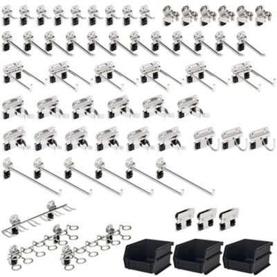 Triton Products 63 pc. Stainless Steel Hook & Bin Assortment for Stainless Steel LocBoard (60 Asst Hooks & 3 Bins)