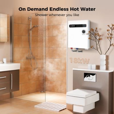 Image showing 5 th Camplux 18 kW 240V Tankless Electric Water Heater for Whole House, White