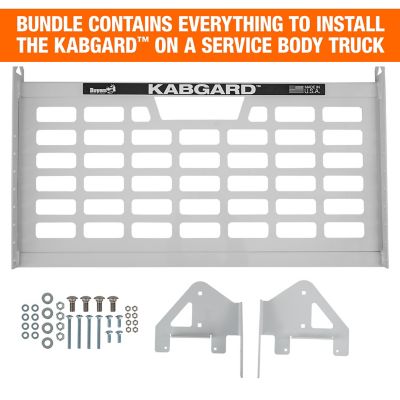 Image showing  Gloss White Universal Kabgard Headache Rack with Mounting Kit for Single-Wheel Service Bodies