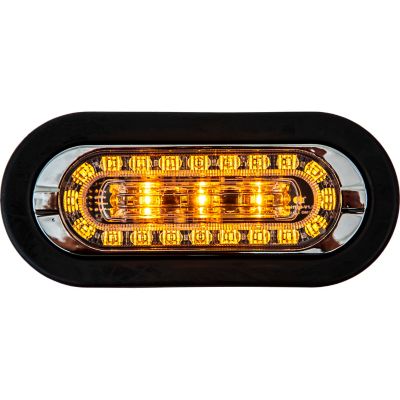 Image showing  6 in. 12VDC LED Oval Combination Amber Marker Light with Amber and Clear Strobe Light