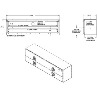Image showing  21 x 18 x 72in. Diamond Tread Aluminum Flatbed Contractor Truck Box with Lower Door