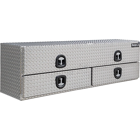 Buyers Products 21 x 18 x 72 Inch Diamond Tread Aluminum Heavy-Duty Flatbed Contractor With Lower Drawers