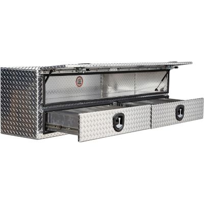 Image showing  21 x 18 x 72in. Diamond Tread Aluminum Heavy-Duty Flatbed Contractor Truck Tool Box With Lower Drawers