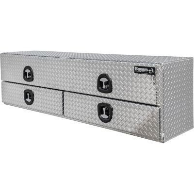 Image showing  21 x 18 x 72in. Diamond Tread Aluminum Heavy-Duty Flatbed Contractor Truck Tool Box With Lower Drawers