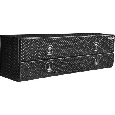 Buyers Products 21 in. x 18 in. x 72 in. Gloss Black Diamond Tread Aluminum Flatbed Contractor Truck Box With Lower Door