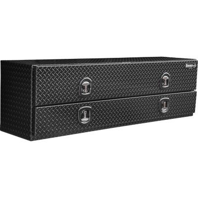 Buyers Products 21 in. x 18 in. x 72 in. Gloss Black Diamond Tread Aluminum Flatbed Contractor Truck Box with Lower Door