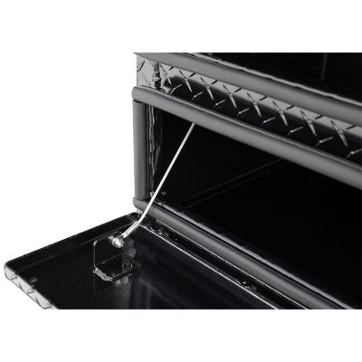 Image showing  21 x 18 x 72in. Gloss Black Diamond Tread Aluminum Flatbed Contractor Truck Box with Lower Door