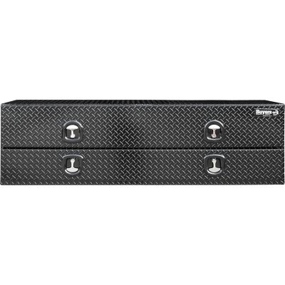 Image showing 5 th Buyers Products 21 x 18 x 72in. Gloss Black Diamond Tread Aluminum Flatbed Contractor Truck Box with Lower Door