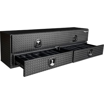 Image showing  Textured Matte Diamond Tread Aluminum Heavy-Duty Flatbed Contractor With Lower Drawers