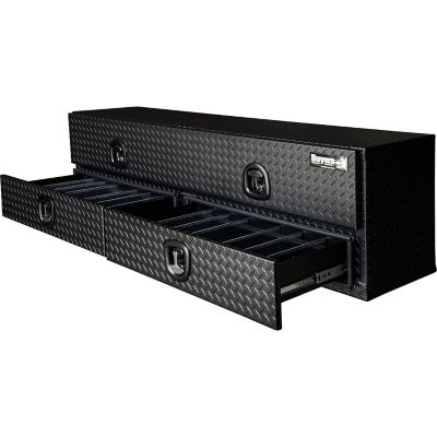 Image showing  Textured Matte Diamond Tread Aluminum Heavy-Duty Flatbed Contractor With Lower Drawers