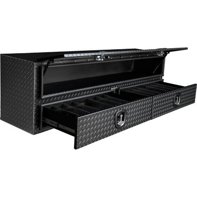 Image showing  Textured Matte Diamond Tread Aluminum Heavy-Duty Flatbed Contractor With Lower Drawers