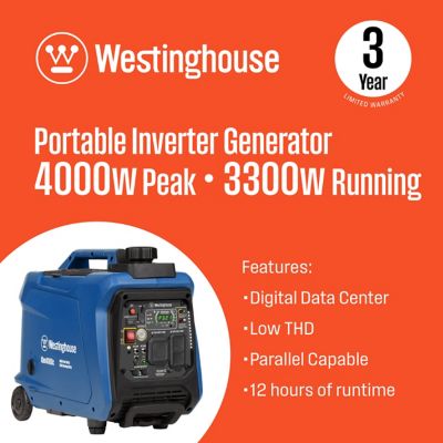 Image showing  4,000/3,300-Watt Gasoline Powered Portable Inverter Generator, Remote Start, CO Sensor