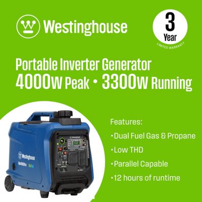 Image showing  4,000/3,300-Watt Dual-Fuel Portable Inverter Generator, Recoil Start, CO Sensor