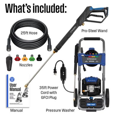 Image showing  3,400 Max PSI 1.76 GPM Electric Cold Water Pressure Washer with 5 Nozzles & Soap Tank, Brushless Motor