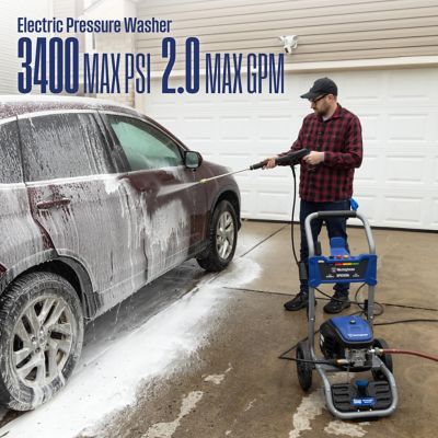 Image showing  3,400 Max PSI 1.76 GPM Electric Cold Water Pressure Washer with 5 Nozzles & Soap Tank, Brushless Motor