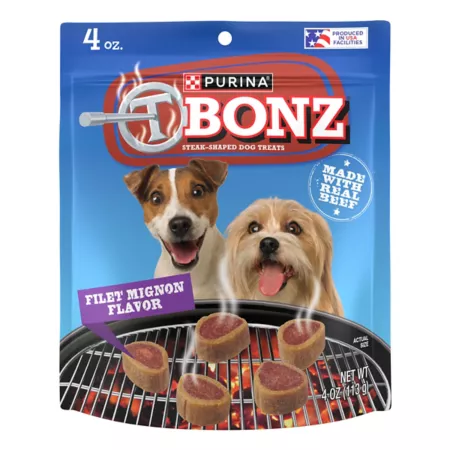 Purina T-Bonz Filet Mignon Flavor Steak Shaped Treats for Dogs - 4 oz Poached Dog Biscuits & Cookies