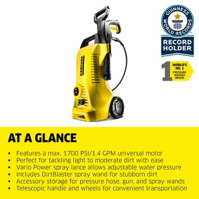 Image showing  1,700 PSI 1.2 GPM Electric Cold Water K 2 Power Control Pressure Washer, 2,000 Max PSI with Care and Home Care Kit