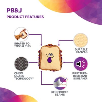 Image showing 9 th TrustyPup PBJ Squeaky Plush Chew Guard Dog Toy, Medium