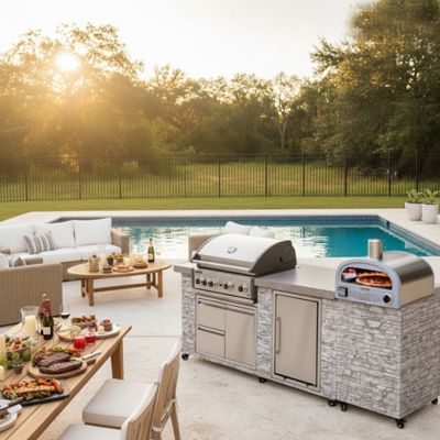 Image showing  96 in. European Ledge 5B Island Grill With Fridge and Outdoor Oven