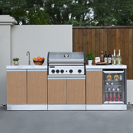 Prokan 94 in. Bespoke 5B Modular Outdoor Kitchen in Wood Pattern 