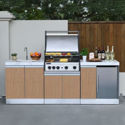 Image showing  94 in. Bespoke 5B Modular Outdoor Kitchen in Wood Pattern