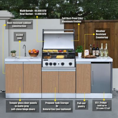 Image showing  94 in. Bespoke 5B Modular Outdoor Kitchen in Wood Pattern