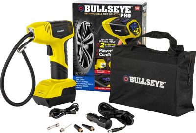 Bullseye 12V Pro 150-PSI Rechargeable Tire Inflator, Air Compressor, Yellow