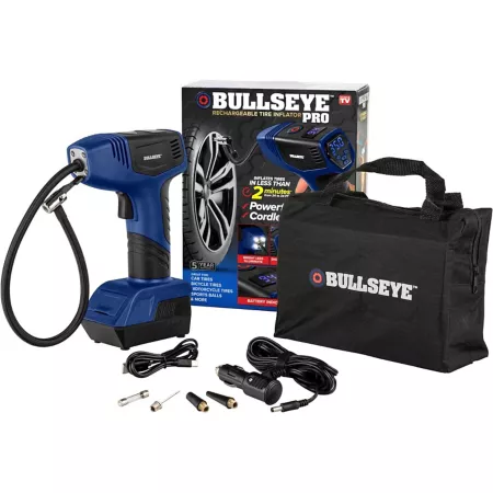 Bullseye 12V Pro 150 PSI Rechargeable Tire Inflator Air Compressor Royal Blue Tire Inflators