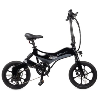 GoPowerBike Adult 350W Go Klik Foldable Electric City Bike, 16 in. Wheels, Rechargeable 36V Battery, Black