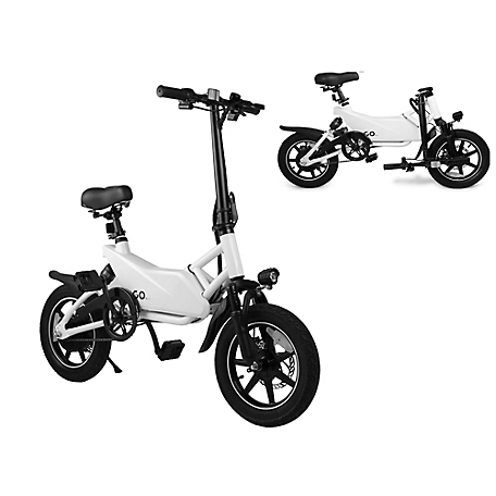 GoPowerBike Go Spyder Electric Bike - Foldable, 350W motor, 14 in. tires. 36V Rechargeable battery - White