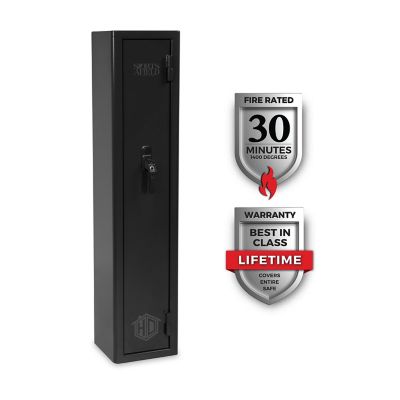 Sports Afield Home Defense 4-Gun Fireproof Biometric Lock Gun Safe, Black Textured Gloss Finish