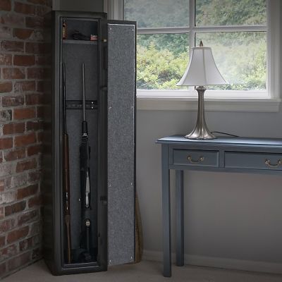 Image showing  Home Defense 4-Gun Fireproof Biometric Lock Gun Safe, Black Textured Gloss Finish