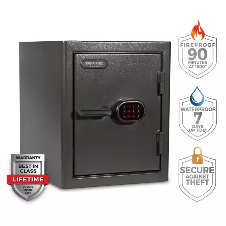 Sanctuary 2.2 cu Diamond Fireproof/Waterproof Electronic Lock for Home and Office Dark Gray Hammered Finish Home Safes