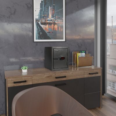 Image showing  2.2 cu. ft. Electronic Lock Diamond Fireproof/Waterproof Home & Office Safe, Dark Gray Hammertone Finish