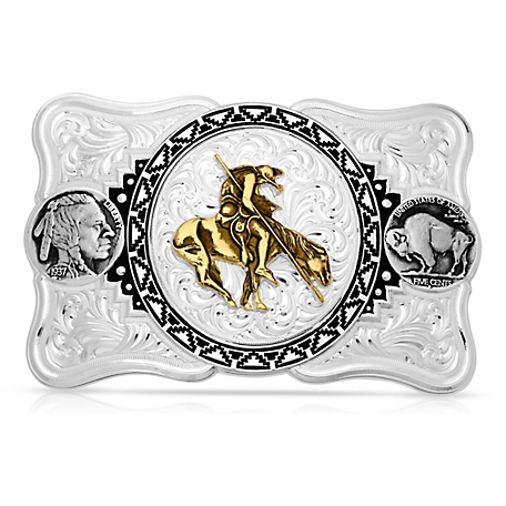 Montana Silversmiths Buffalo Nickel Southwestern Buckle With End of The Trail, 52010-595
