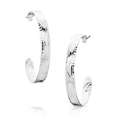 Montana Silversmiths Timeless Elegance Chiseled Hoop Earrings, ER5663