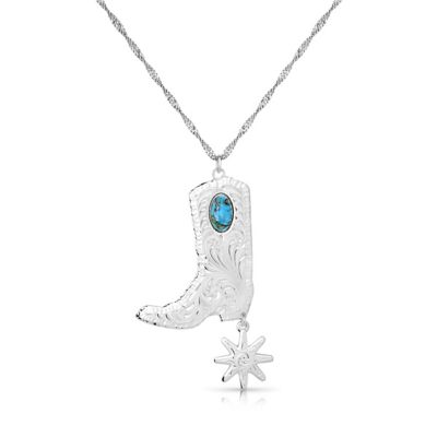 Montana Silversmiths Chiseled Boots & Spurs Turquoise Necklace, NC5667