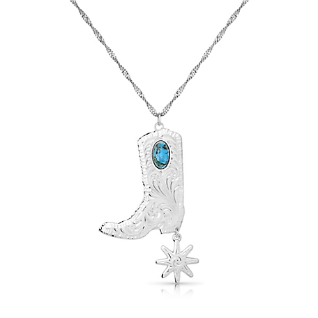 Montana Silversmiths Chiseled Boots & Spurs Turquoise Necklace, NC5667